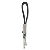 Chisel Stainless Steel Brushed with Removable Ring Black and Blue Leather Key Ring